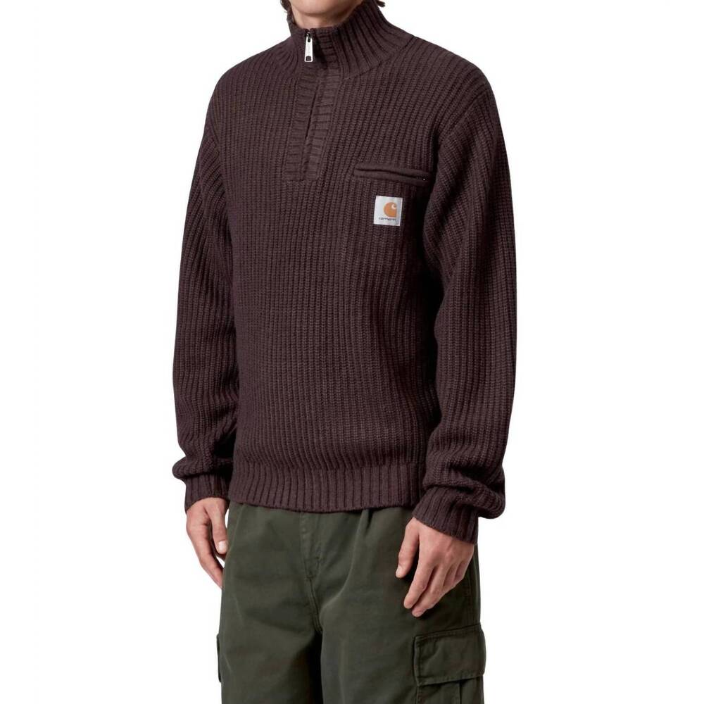 NEW CARHARTT WIP detroit half zip sweater in palisander